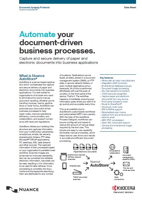 Kyocera Software Capture And Distribution Nuance Autostore - Executex ...